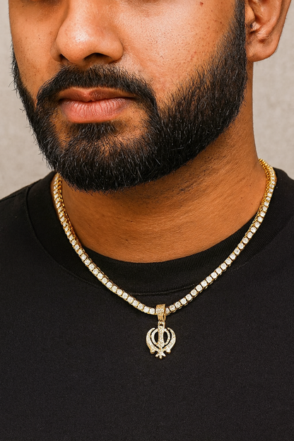 Khanda Necklace with Tennis Chain