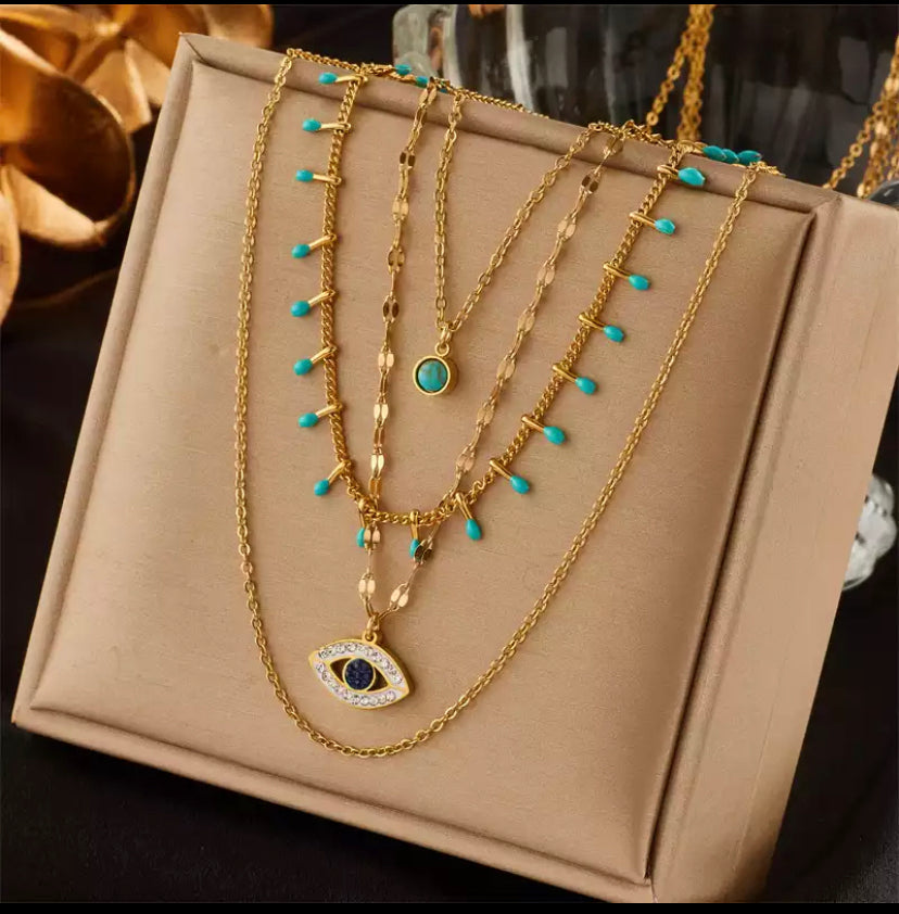 Evil eye layered necklace