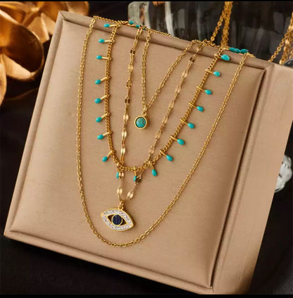 Evil eye layered necklace