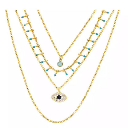 Evil eye layered necklace