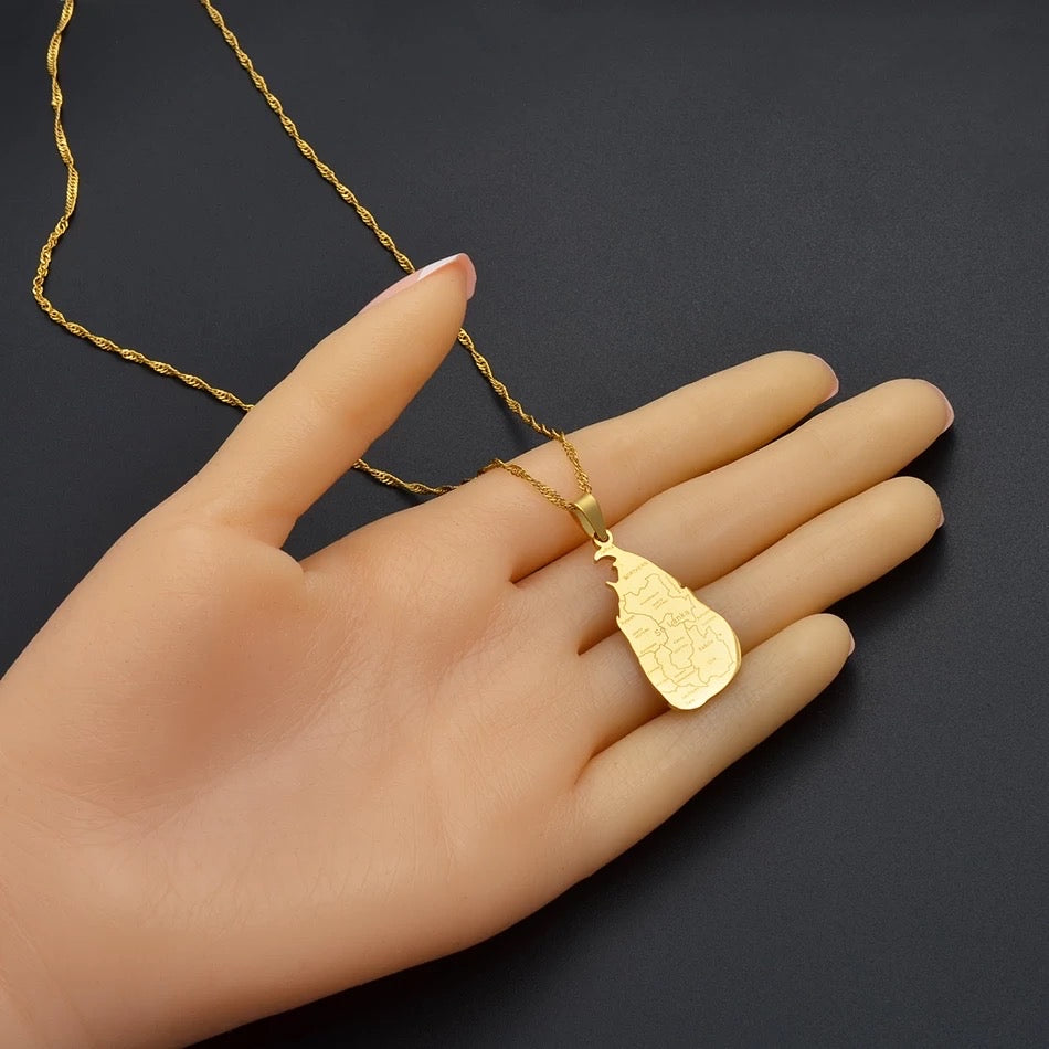 Sri Lanka map necklace