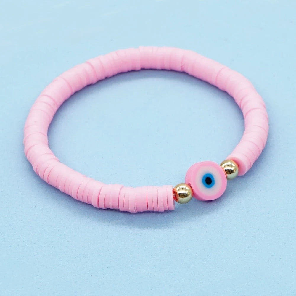 Heishi Evil eye bracelet