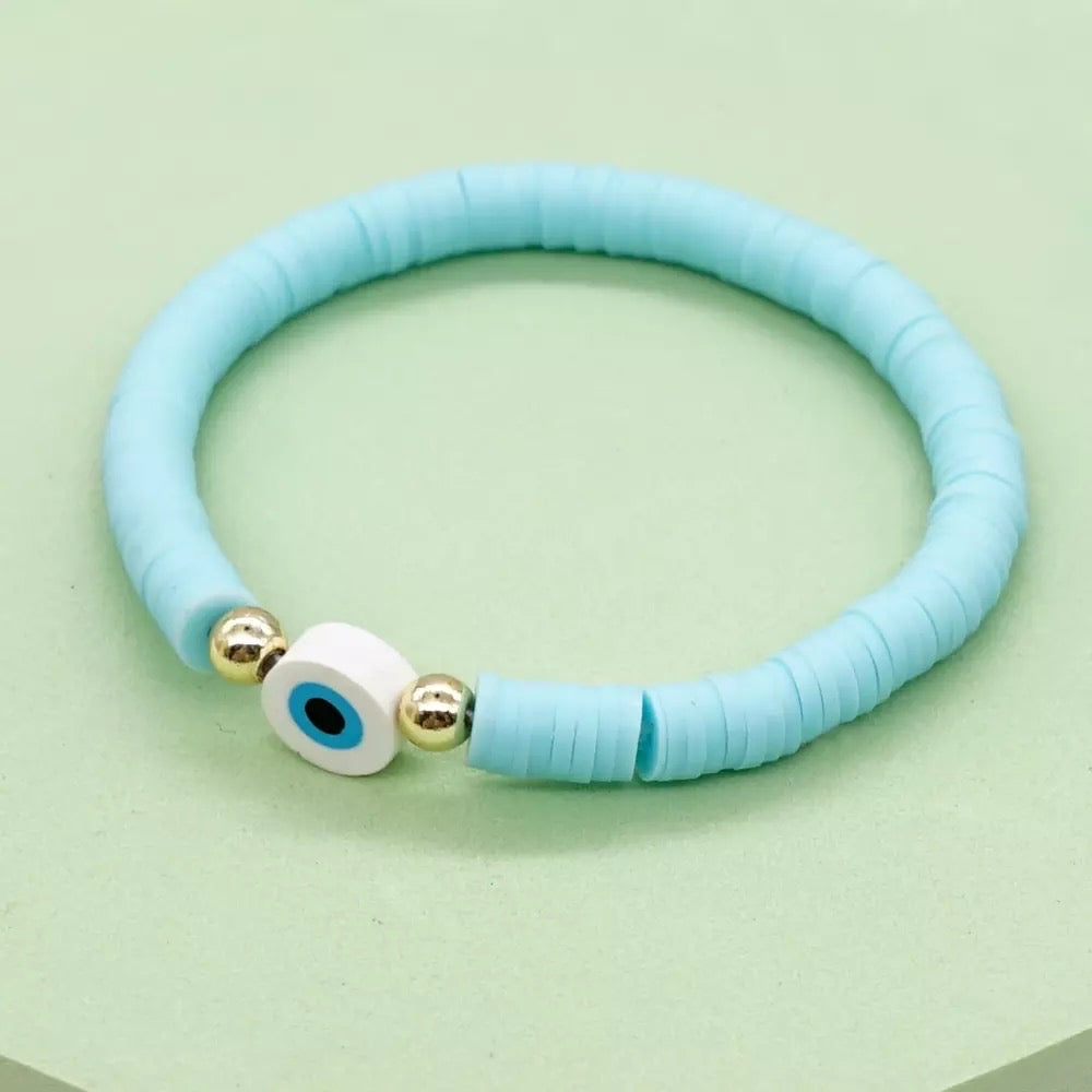 Heishi Evil eye bracelet