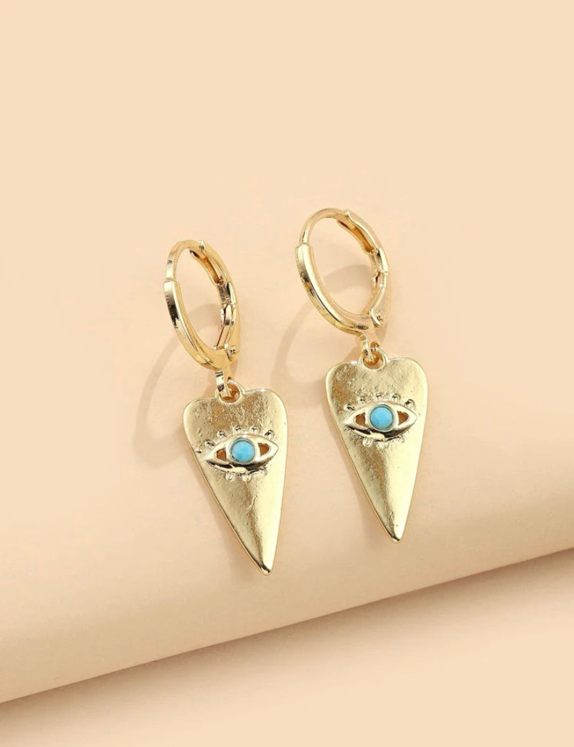 Evil eye tiny hoops